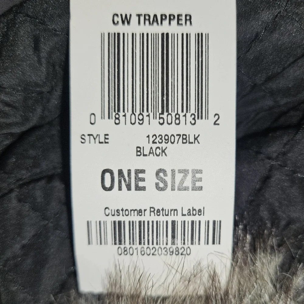 American Rag Trapper Hat Black Quilted Faux Fur Lined Winter Ear Flaps One Size